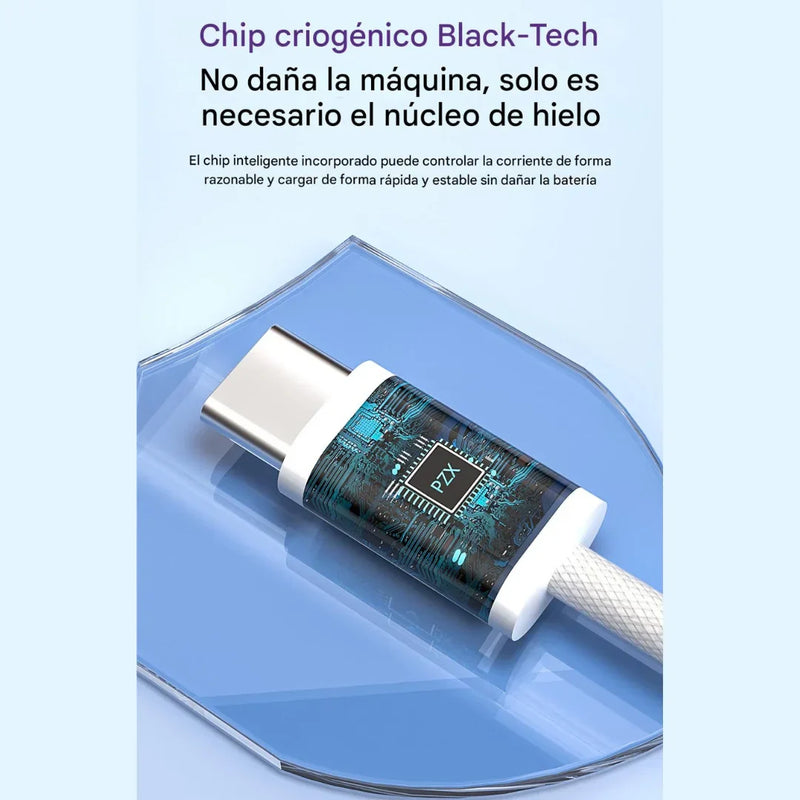 Cable De Carga Rápida 60W TypeC-C De 2 Metros PZX V198
