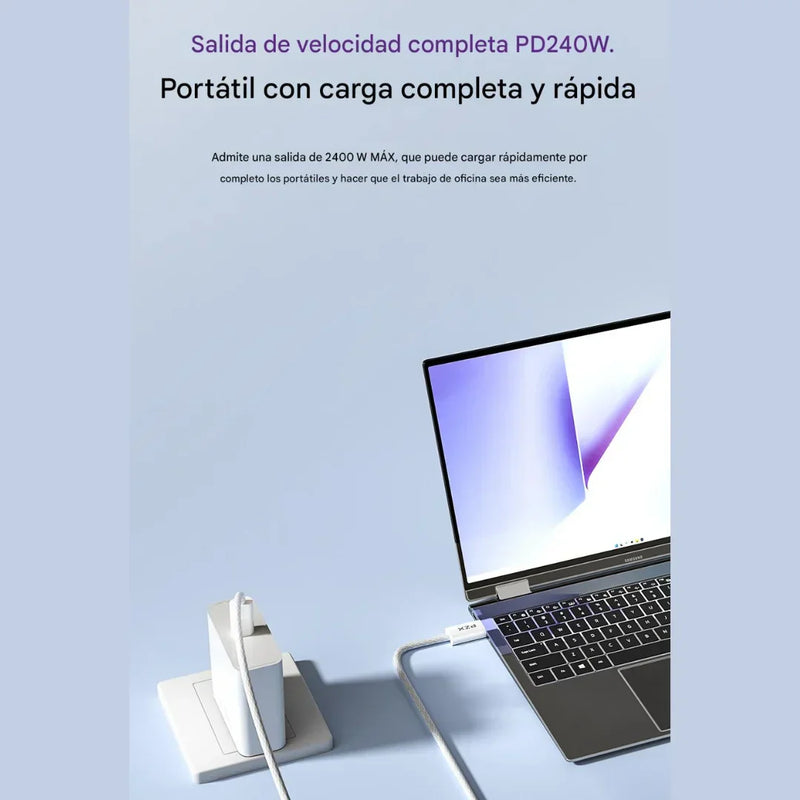Cable De Carga Rápida 60W TypeC-C De 2 Metros PZX V198