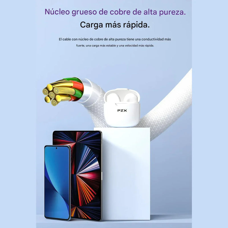 Cable De Carga Rápida 60W TypeC-C De 2 Metros PZX V198