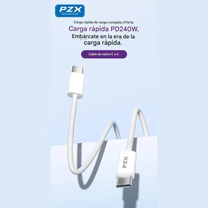 Cable De Carga Rápida 60W TypeC-C De 2 Metros PZX V198