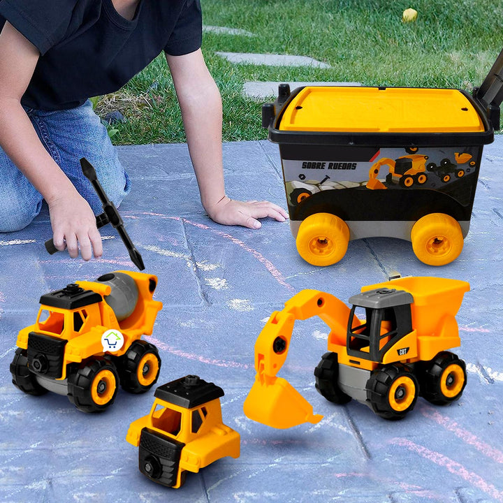 Caja Construcción 54 piezas Vehículos Armables Excavadora Volqueta PF122