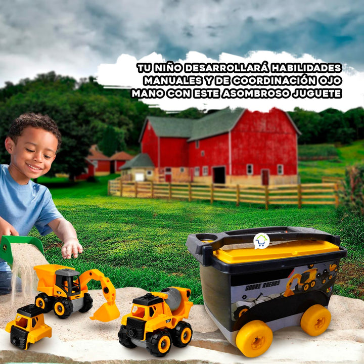 Caja Construcción 54 piezas Vehículos Armables Excavadora Volqueta PF122