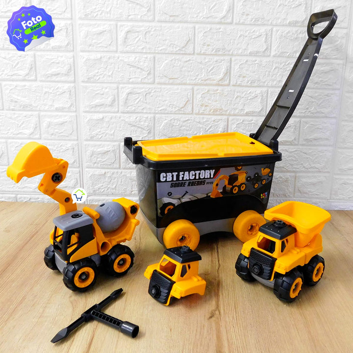 Caja Construcción 54 piezas Vehículos Armables Excavadora Volqueta PF122