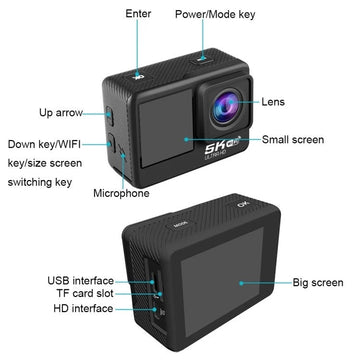 Camara Sumergible Doble Pantalla WIFI 5K Tactil