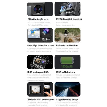Camara Sumergible Doble Pantalla WIFI 5K Tactil