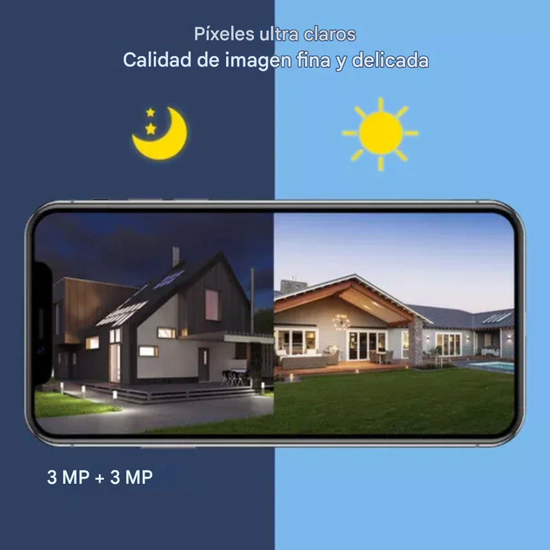 Cámara De Seguridad Exterior Doble Lente Wifi Con Panel Solar YW09