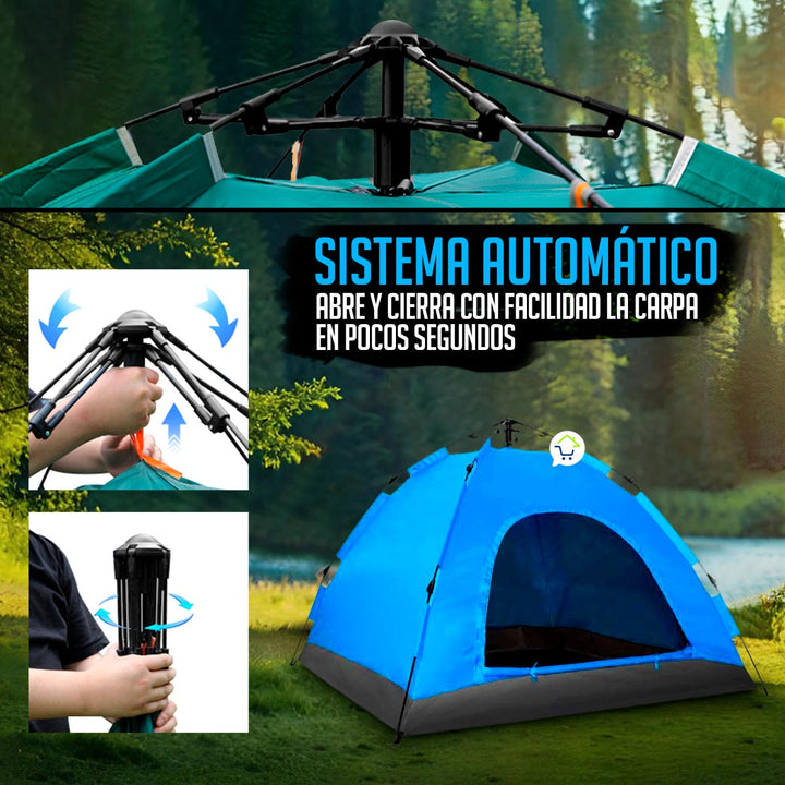 Carpa Camping 3 Personas Automática Arma En 1 Minuto 2X15M