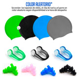 Combo Natación Gorro Silicona + Tapones Para Oídos + Clip Nariz