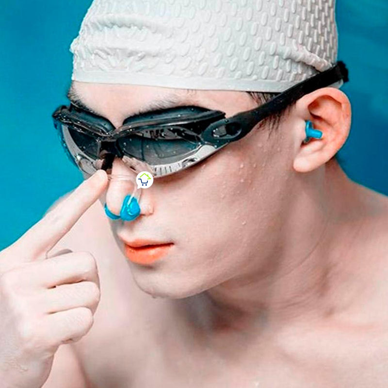 Combo Natación Gorro Silicona + Tapones Para Oídos + Clip Nariz