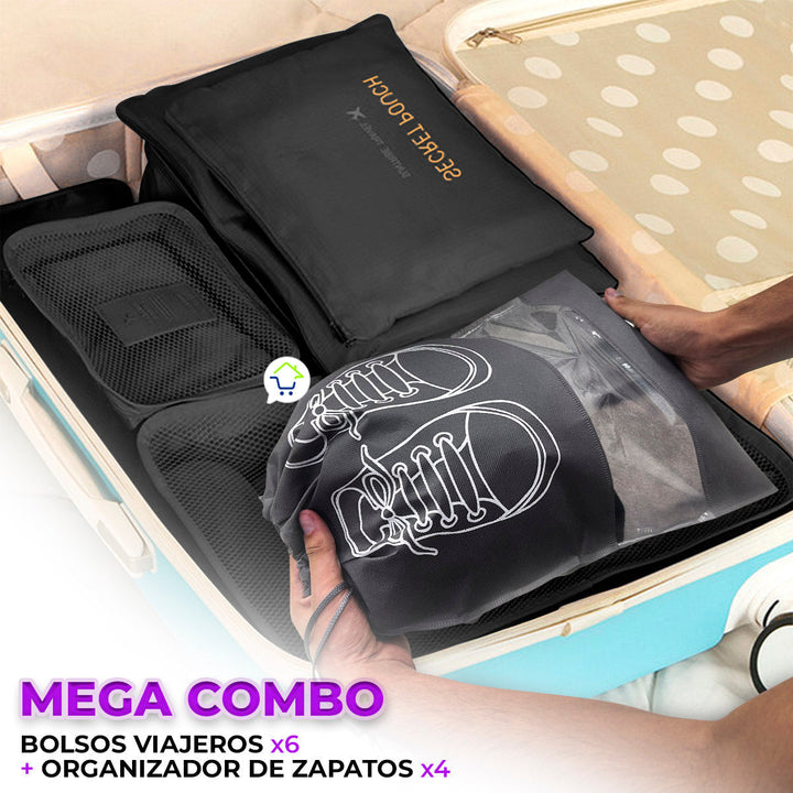 Combo De Bolsos Viajeros X6 + Organizador Zapatos x4 CBVIJ-ZAP