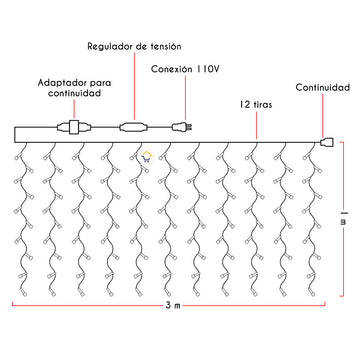 Cortina LED 3X1 M 120 LED Destellos Luces Navidad 1320B