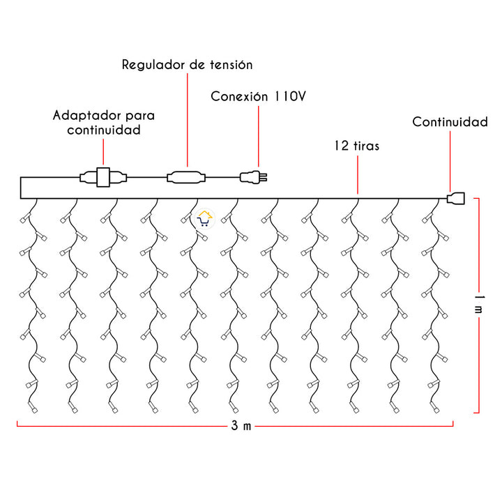 Cortina LED 3X1 M 120 LED Destellos Luces Navidad 1320B