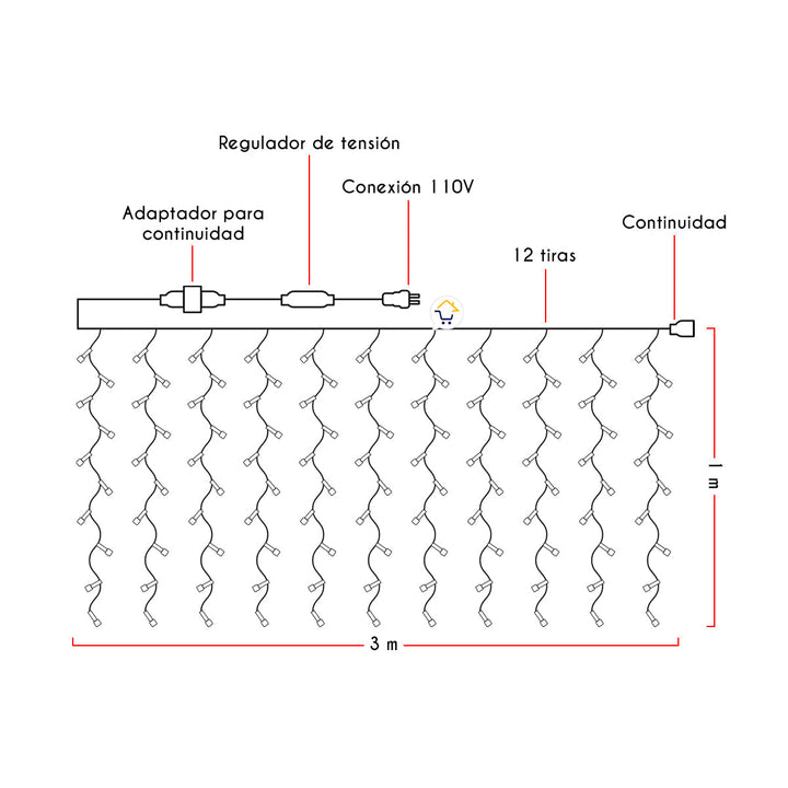 Cortina LED 3X1 M 120 LED Destellos Luces Navidad 1321B