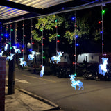 Cortina Led 3m Figuras Reno 120 Luces Navidad 2266
