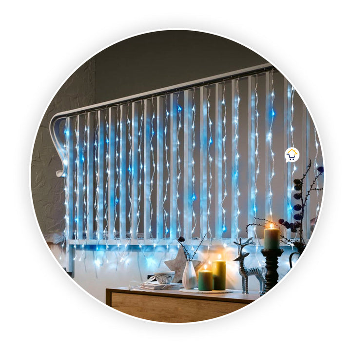 Cortina Luz LED 9x1M 360L Destellos Extensión Navidad 1341B