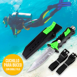 Cuchillo Para Buceo Acuático Táctico Pesca + Estuche y Correas 313V