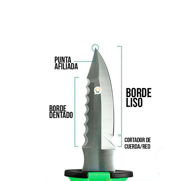 Cuchillo Para Buceo Acuático Táctico Pesca + Estuche y Correas 313V