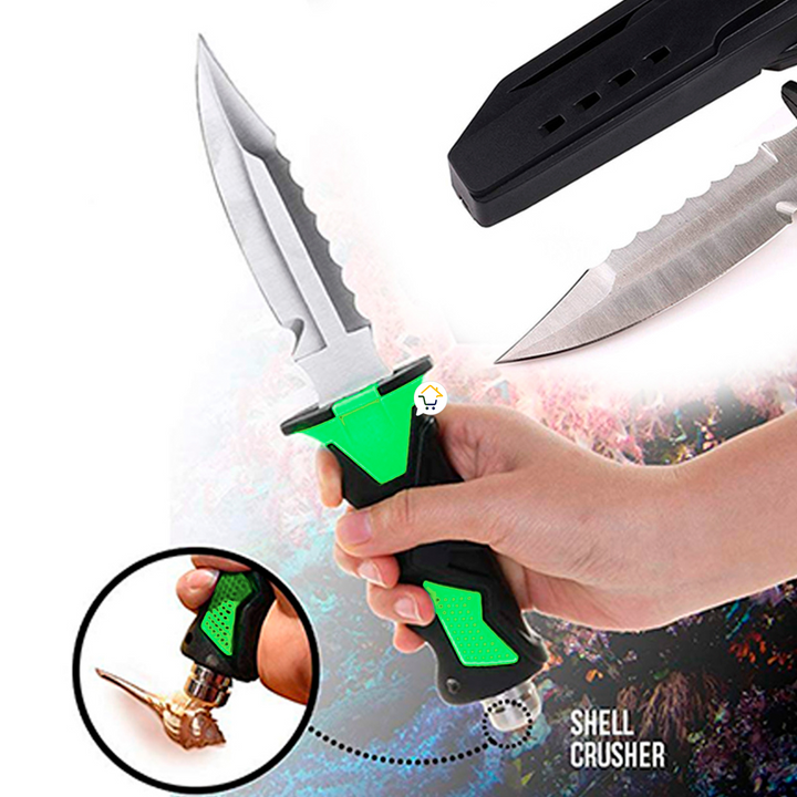 Cuchillo Para Buceo Acuático Táctico Pesca + Estuche y Correas 313V