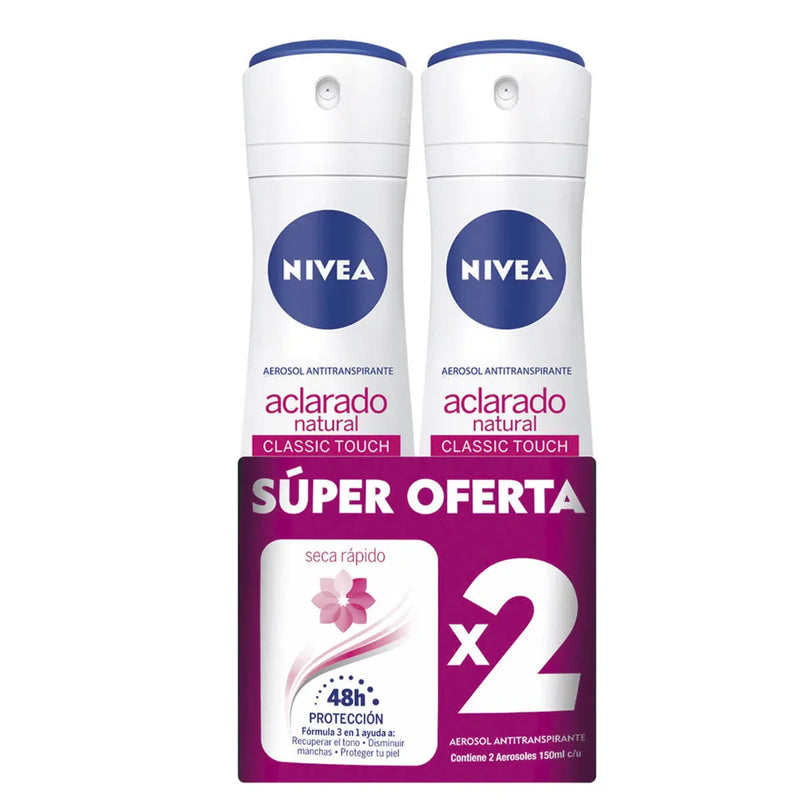 DESODORANTE NIVEA 2U 150M SPRAY ACLAR