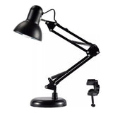 Lampara De Escritorio Doble Uso Articulada Pie + Soporte Color De La Estructura Negra