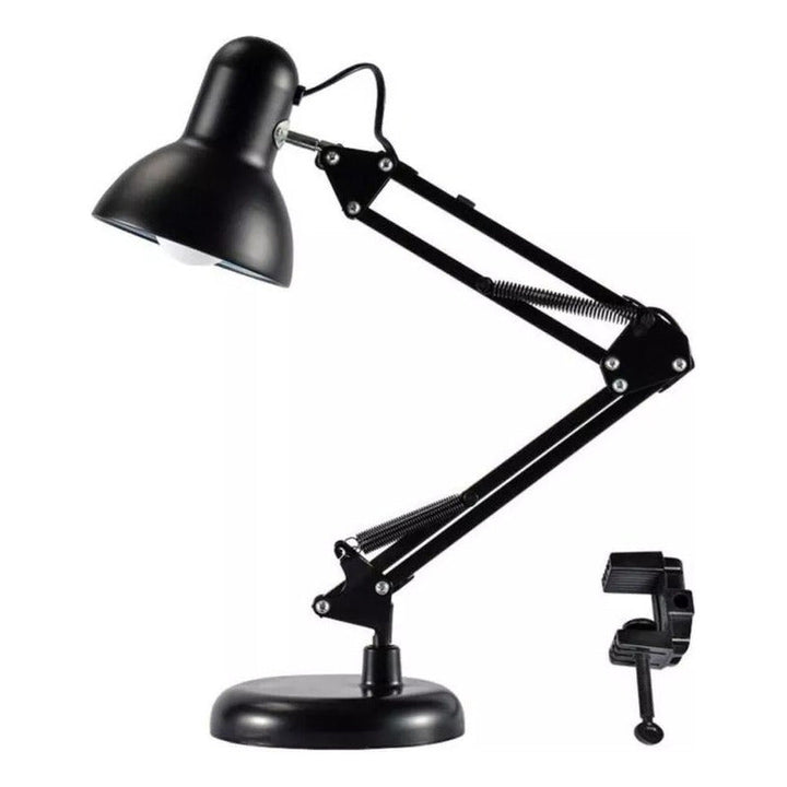 Lampara De Escritorio Doble Uso Articulada Pie + Soporte Color De La Estructura Negra