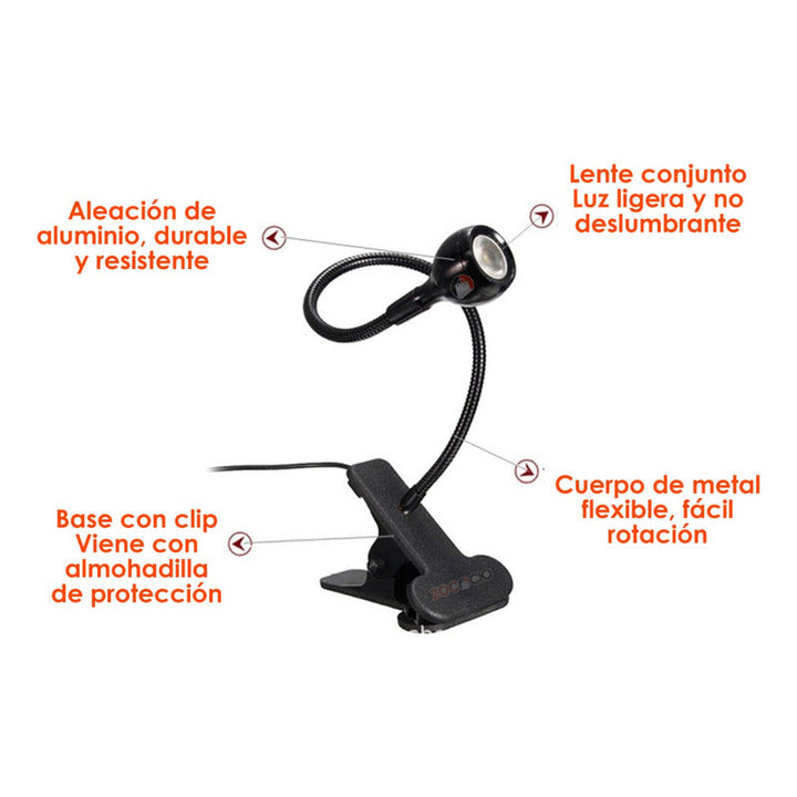 Lampara Uv Led De Secado De Uñas Brazo Flexible Y Clip Color