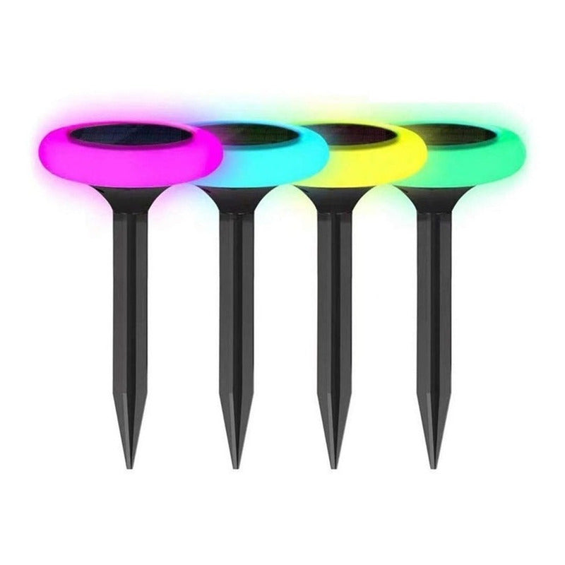 Lámpara Luz Led Solar Rgb Multicolor Jardin Recargable