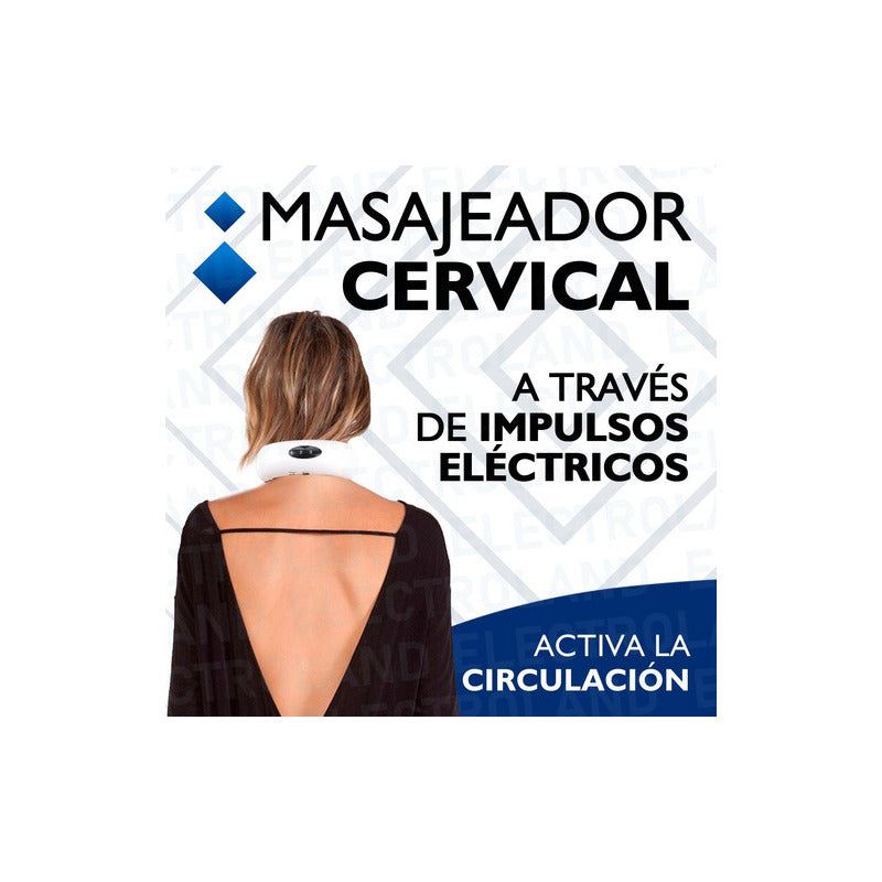 Masajeador Inalámbrico De Cuello Espalda Cervical Electrodos Color Blanco 3.5v