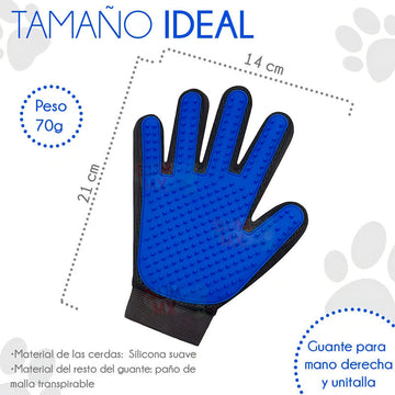 Guante Quita Pelo Y Masajeador Para Mascotas True Touch Color Azul Marino