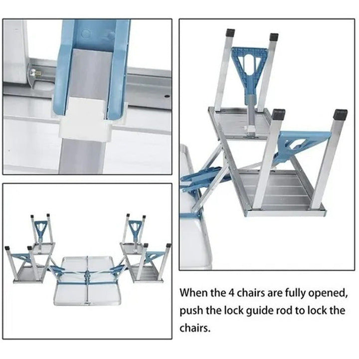 Mesa Plegable Portatil De Aluminio De Picnic Con 4 Asientos