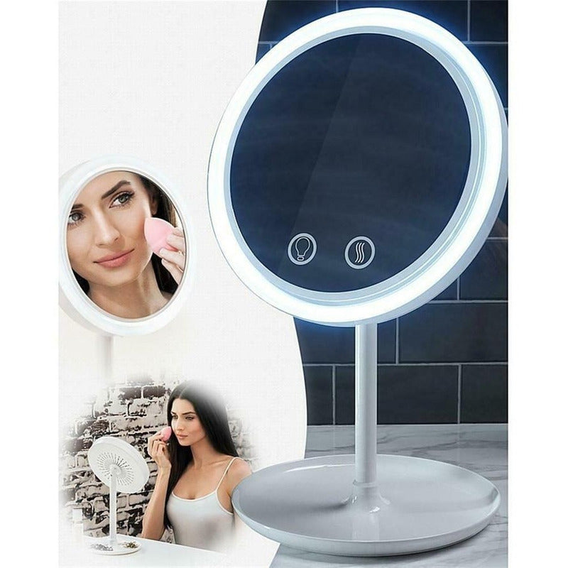 Espejo De Luz Led Con Lamparita De Noche Recargable