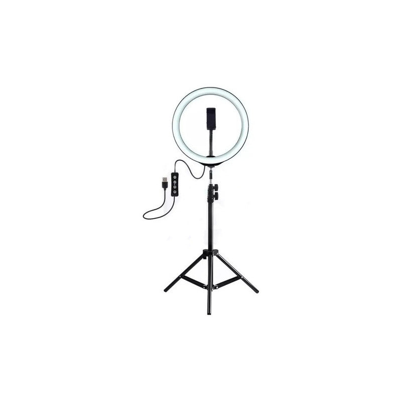 Diaz Home Dxltripled210 Aro De Luz 26 Cm Con Trípode Profesional 2 Metros De Altura Color De La Estructura Negro 220v
