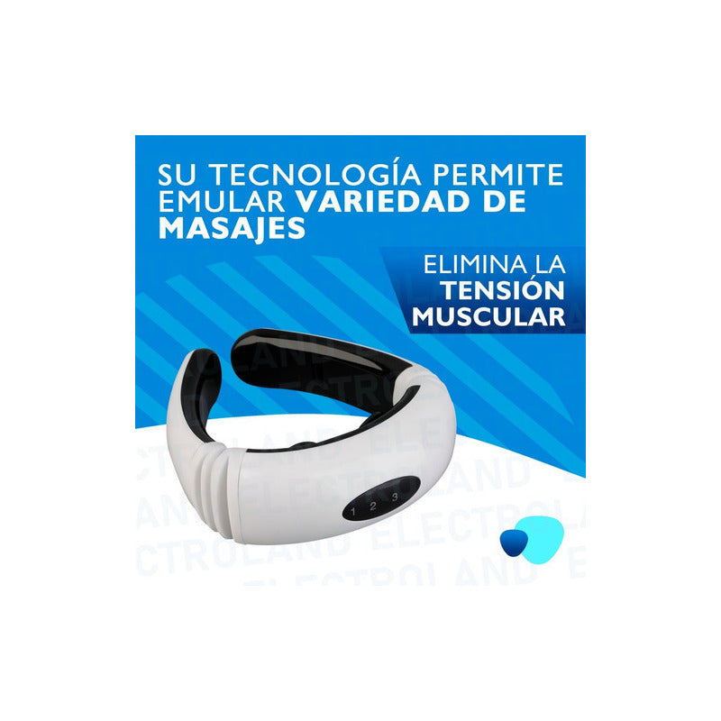 Masajeador Inalámbrico De Cuello Espalda Cervical Electrodos Color Blanco 3.5v