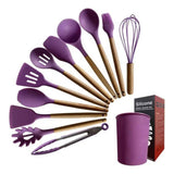 Set 12 Utensilios De Cocina Silicona Resistente Calor Violet