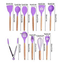 Set 12 Utensilios De Cocina Silicona Resistente Calor Violet