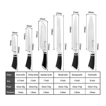 Set Juego Cuchillos 9 Piezas Winsor Acero Inoxidable
