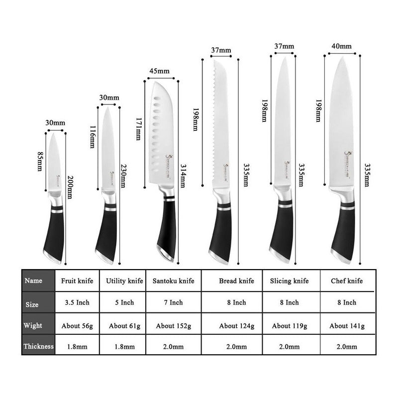 Set Juego Cuchillos 9 Piezas Winsor Acero Inoxidable