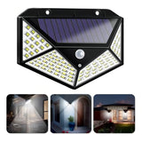 Lámpara Solar 100 Luces Led Exteriores Con Sensor Movimiento Color Negro