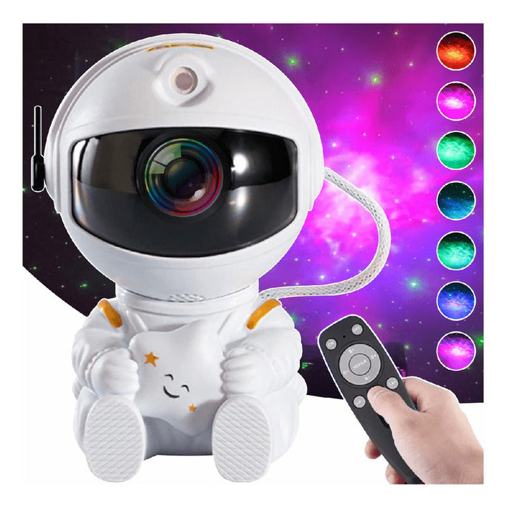 Lampara Astronauta Proyector De Galaxia Nebulosa Y Estrellas Estructura Blanco Pantalla Negro 110v