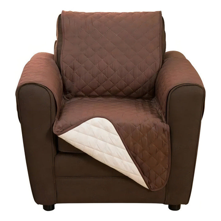 Funda Forro Protector Sofá Mueble Sillon 1 Puesto Sobreponer Color Marrón Rayado