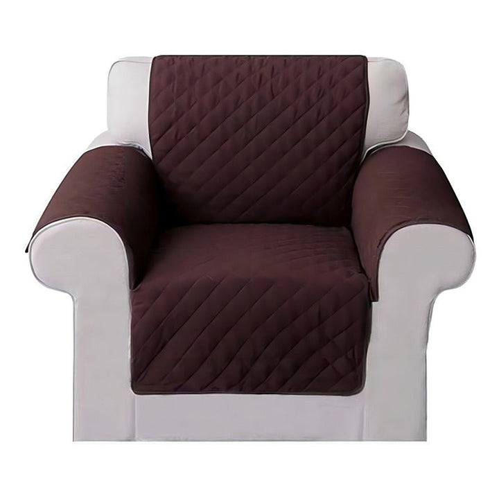 Funda Forro Protector Sofá Mueble Sillon 1 Puesto Sobreponer Color Marrón Rayado