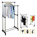 Tendedero Perchero Plegable De Piso Acero Inoxidable Ruedas Color Negro