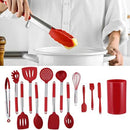 Set 12 Utensilios De Cocina Silicona Resistente Calor Rojo