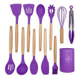 Set 12 Utensilios De Cocina Silicona Resistente Calor Violet