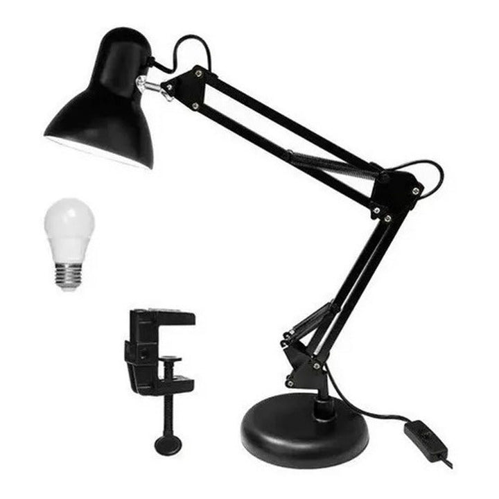 Lampara De Mesa Escritorio Brazo Flexible Metalica Ajustable