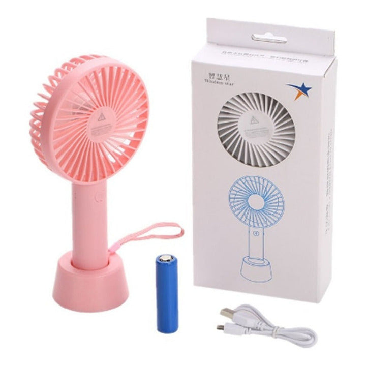 Ventilador Pequeño Recargable Portátil Potente Con Base