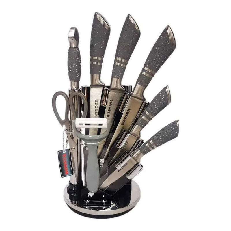 Set Juego Cuchillos 9 Piezas Winsor Acero Inoxidable