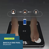 Bascula Balanza Pesa En Vidrio Digital Bluetooth One Pixel Color Negro