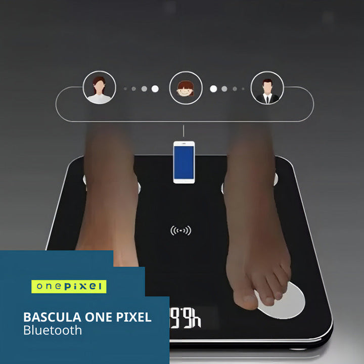 Bascula Balanza Pesa En Vidrio Digital Bluetooth One Pixel Color Negro