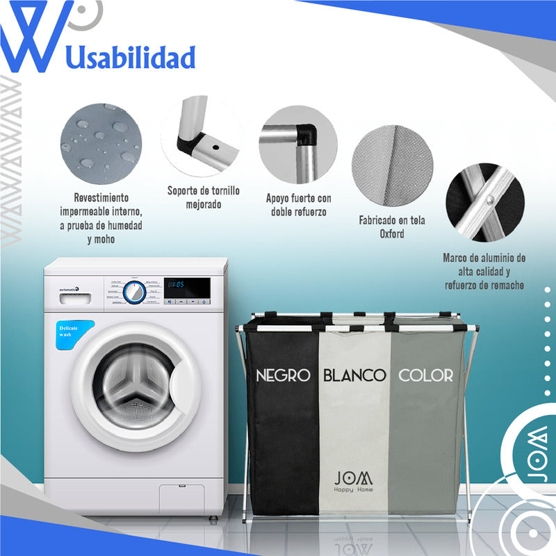 Cesta Cesto Canasta De Ropa Sucia Triple Compartimiento